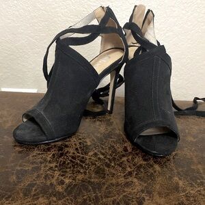 Black heels-ties up on the ankles